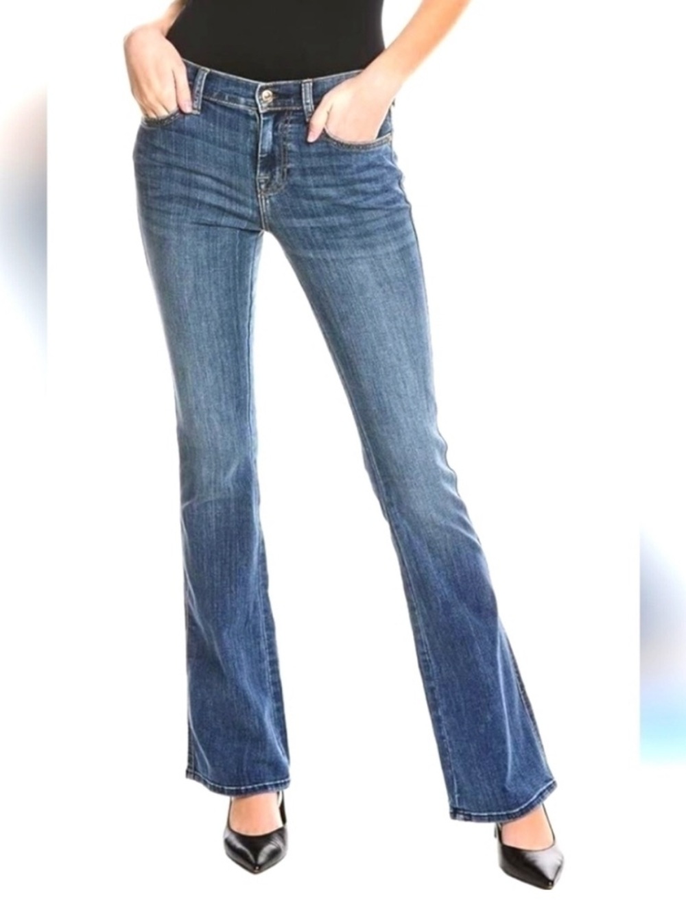 7 For All Mankind Women's Dark Blue Flare Jeans